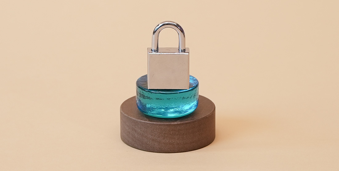 padlock on abstract shapes