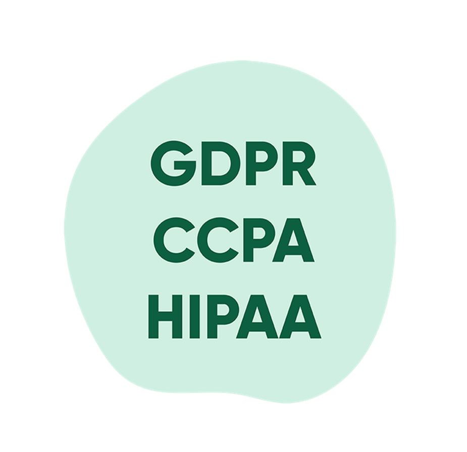 Compliance badges: GDPR, CCPA, HIPAA