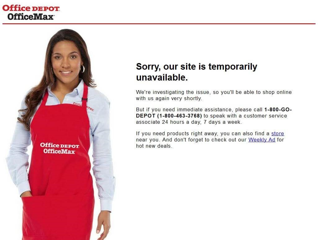 Office Depot error message Cyber Monday